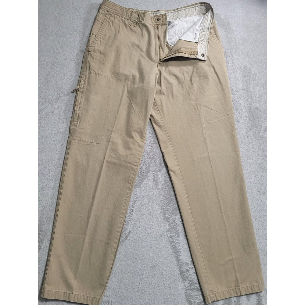 Columbia Khaki Pants Mens 36x34 Beige Canvas Cargo Pockets Outdoor Hiking